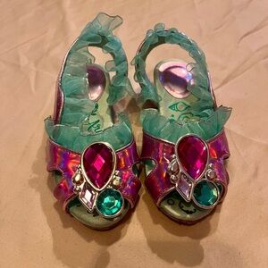 Girls Ariel Disney Princess Purple Iridescent Jewel and Ruffle Sandals